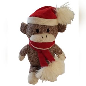 Gimme Christmas Animated Singing 12" Plush Sock Monkey wearing Santa Hat